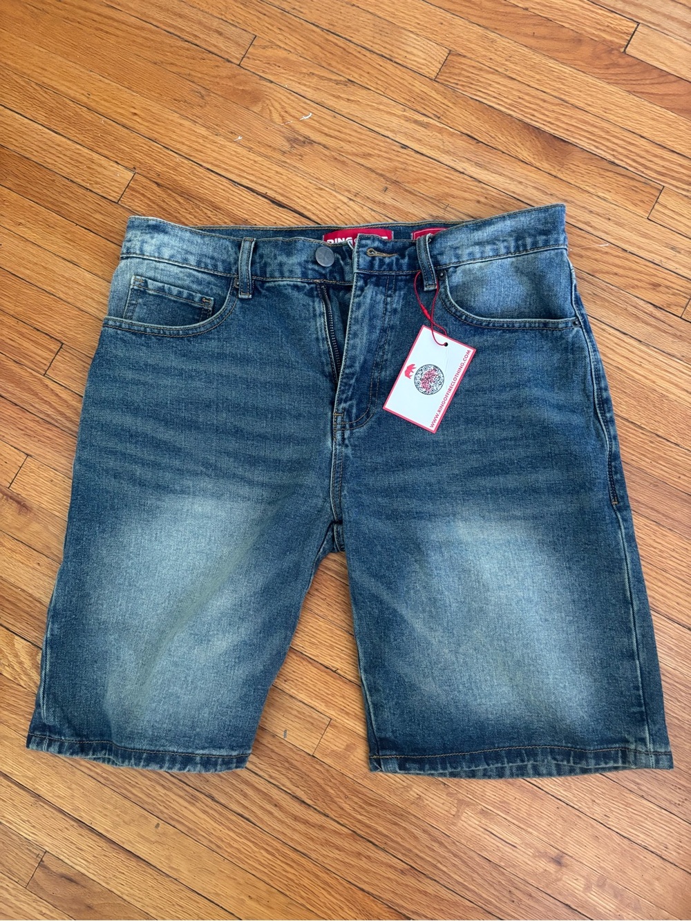 Ring of Fire Men's Relaxed Blue Denim Jeans with Red Brand Labels